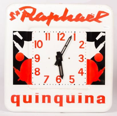 null Pendule publicitaire de forme carrée marquée St Raphael Quinquina en tôle et...