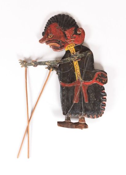 null BALI

Marionnette articulée en bois sculpté polychrome figurant un homme grimaçant

(usures...