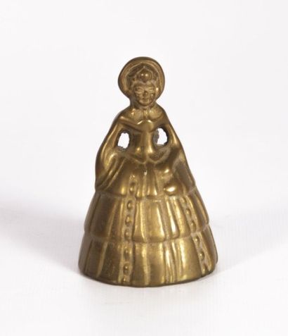 null Clochette de table en bronze figurant une jeune fille en robe

Haut. : 8,5 ...