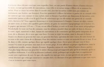 null KOSUTH Joseph (né en 1945)

Text/Context (Conventional) 1978, en français

Sérigraphie...