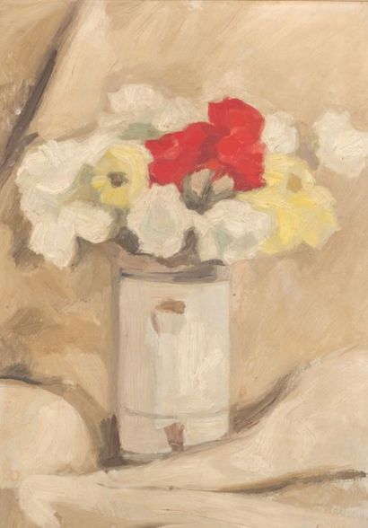 null JACOB R. (XXème siècle)

Bouquet de fleurs dans un pichet sur un entablement

Huile...