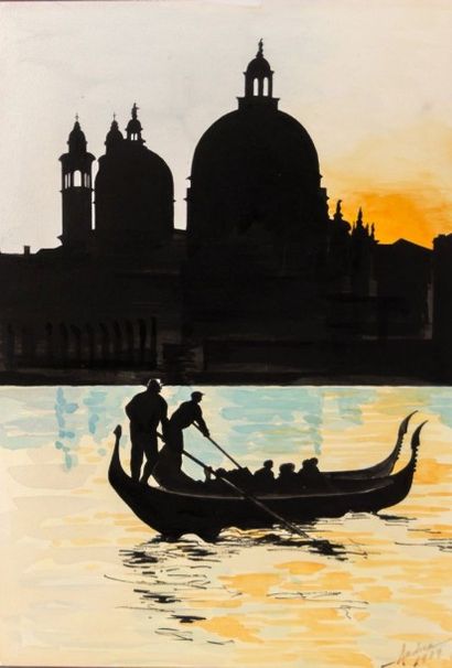 null ANDREU (XXème siècle)

Vue de Venise - Bateau sur la rivière 

Aquarelle et...