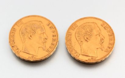 null Deux pièces de 50 francs Napoléon III1859
Poids : 32,17 g