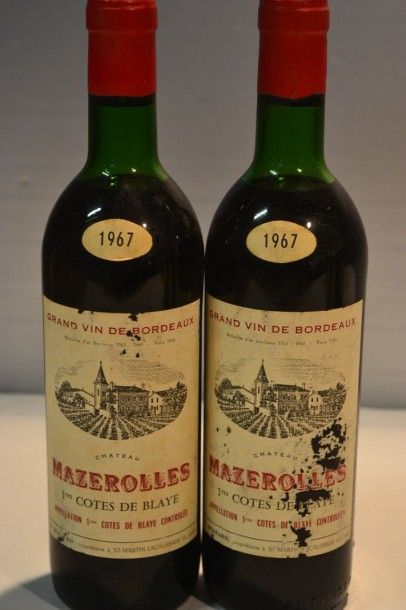 null 2 Blles	CH. MAZEROLLES	1ères Côtes de Blaye	1967

	Et.: 1 à peine usée, 1 plus...