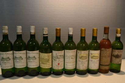 null Lot de 10 blles de vins blancs secs comprenant :		

3 Blles	CH. CAILLOU	Bordeaux	1986

1...