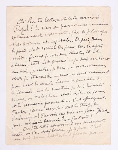 null GUITRY Sacha - lettre autographe signée à son père Lucien Guitry - quatre pages...