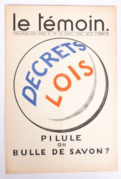 null [REVUE] - Collectif - IRIBE Paul (directeur) - Le témoin n°18 du 8 Avril 1934...