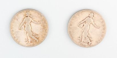 null TROISIEME REPUBLIQUE (1871-1940)

Deux pièces de deux francs Semeuse 1901

Argent

Diam....