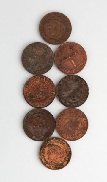 null TROISIEME REPUBLIQUE (1871-1940)

Huit pièces de un centime Cérès 1886, 1887,...