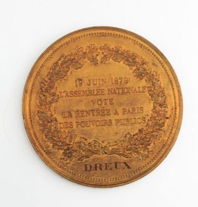 null Médaille 19 juin 1879 L'Assemblée Nationale vote la rentrée à Paris des pouvoirs...