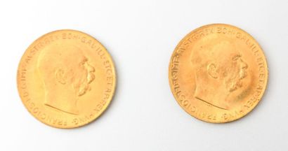 null Lot de deux pièces de 100 couronnes 1915

Métal doré

Signées St. Schwartz

Diam....