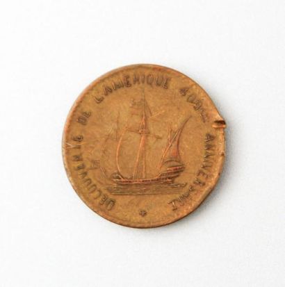 null Médaille Découverte de l'Amérique - 400ème anniversaire 1492-1892 - Profil de...