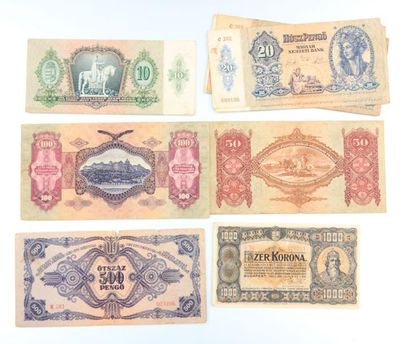 null HONGRIE

Lot de neuf billets dont dix pengo 1936 (1), vingt Pengo 1941 (4),...