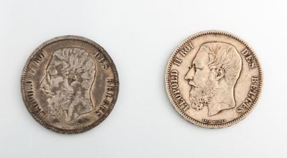 null BELGIQUE

Deux pièces de cinq francs Leopold II de Belgique 1873 et 1867

Argent

Marquées...