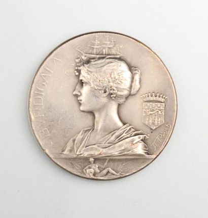 null Médaille en bronze argenté de la treizième exposition de Bordeaux 1895, Société...