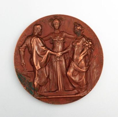 null Médaille en cuivre de l'exposition internationale Bruxelles 1897, Royaume de...