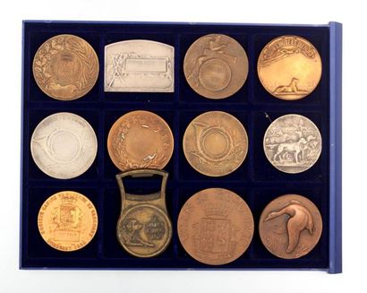 null Lot de onze médailles en bronze composé de :

- 1er prix Société canine de Guyenne...