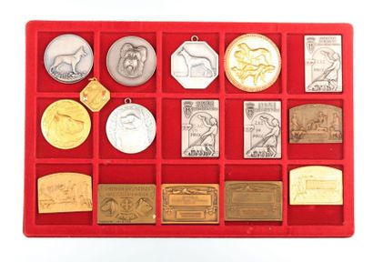 null Lot de seize médailles en argent, bronze et métal en composé de : 

- Société...