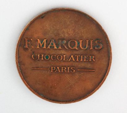null Médaille en bronze, F Marquis, chocolatier, Paris

Au revers, deux dragons entourant...