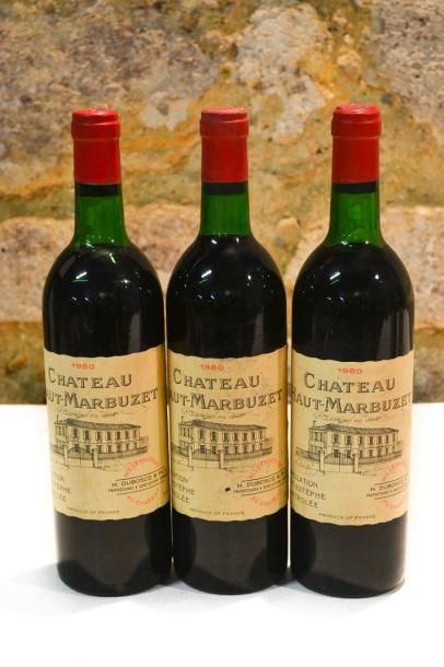 null 3 Blles	CH. HAUT MARBUZET	St Estèphe	1980

	Et. un peu tachées. N : 1 bas goulot...