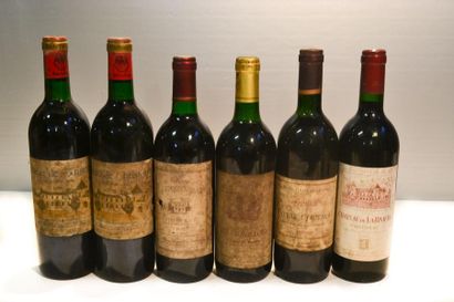 null Lot de 6 blles comprenant :		

2 Blles	CH. DE CHRISTOLY	Côtes de Bourg	1989

1...