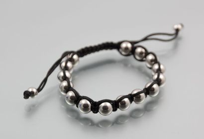 null Bracelet de billes d'acier montées sur coton tressé