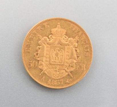 null Pièce en or, 50 Francs - Napoléon III Empereur, tête nue, année 1857 A - Graveur...