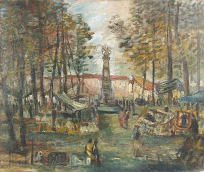 null ARAR René (1908 - 1973)
Marché aux puces, Place Mériadeck à Bordeaux
Huile sur...