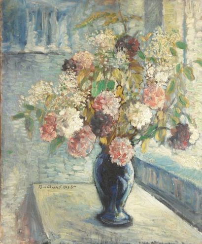 null ARAR René (1908 - 1973)
- Bouquet de fleurs au vase bleu - Huile sur toile -...