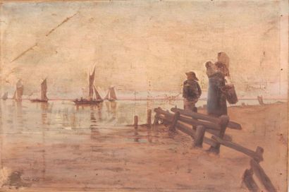 null SMITH HALD Frithjof (1846-1903), attribué à 

L'attente du retour de mer

Huile...