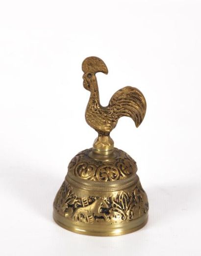 null Clochette de table en bronze la prise figurant un coq portugais

(manque le...