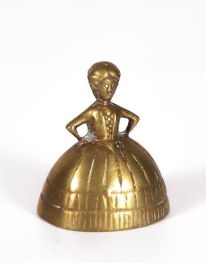 null Clochette de table en bronze en forme de jeune fille en robe 

Haut. : 5 cm