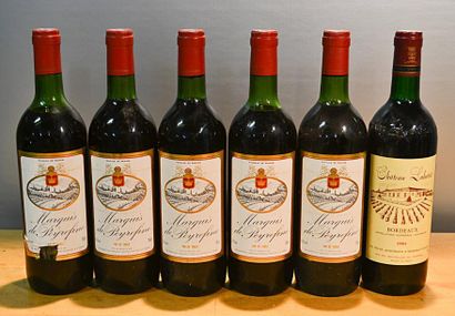 null Lot de 6 blles comprenant 		

1 Blle	CH. LABATUT	Bordeaux	1984

5 Blles	MARQUIS...