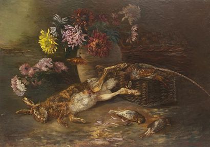 null BARIL Louise (XXème siècle)

Nature morte au lièvre, perdrix, grives et bouquet...