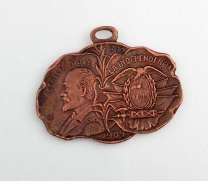 null Médaille en cuivre de la Sentenario de la Indenpencia 1809 - 1909, recuerdo...