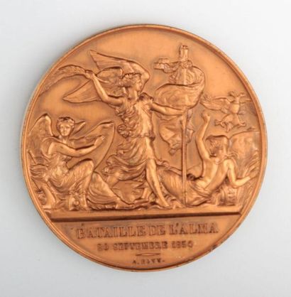 null Médaille en bronze, Napoléon III Empereur, Bataille de l'Alma 20 septembre,...