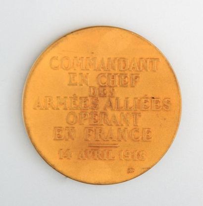 null Médaille en bronze doré Maréchal Foch, commandant en chef des armées opérant...