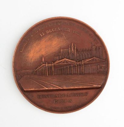 null Médaille Eroeffnung der Rhein-Bahn Coeln-Mainz - 15 décembre 1859. Centralbanhof...