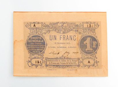 null Bon de monnaie de un franc Société Générale daté 18 novembre 1871 - N°131 A

(quelques...
