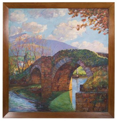 null FLOUTIER Louis Benjamin (1882-1936)
Vue de la Rhune et du pont romain d'Ascain
Huile...