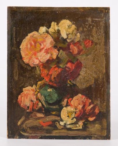 null JEANNIN Georges (1841-1925)

Bouquet de fleurs au vase vert

Huile sur panneau

Signée...