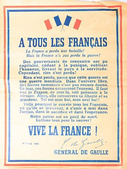 null GÉNÉRAL DE GAULLE - Affiche de l'appel « À tous les Français »

Affiche en papier...