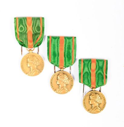 null Lot de trois médailles en métal Médaille des évadés - République Française avec...