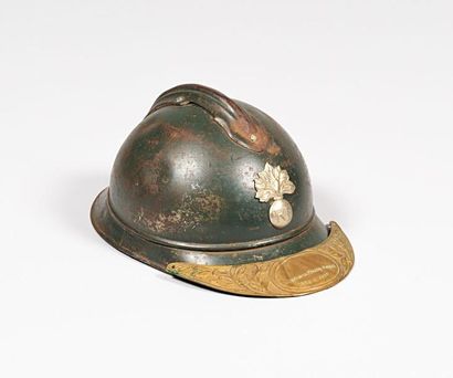 null Casque Adrian - Modèle 1916 - intérieur cuir noir - grenade argentée de gendarmerie...