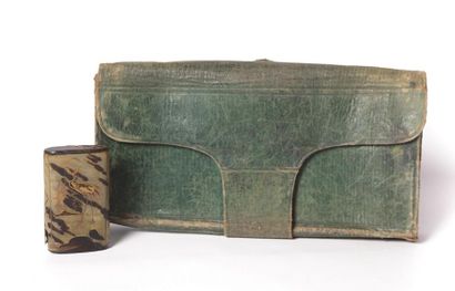 null Pochette/porte documents en cuir vert à douze soufflets marqués des mois de...