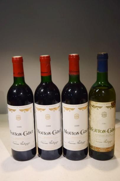 null Lot de 4 blles comprenant :		

3 Blles	MOUTON CADET	Bordeaux mise nég.	1988

1...
