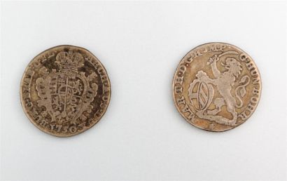 null BELGIQUE
Deux pièces d'un Escalin au Lion Marie Thérès 1750
Diam. : 25 mm 
...