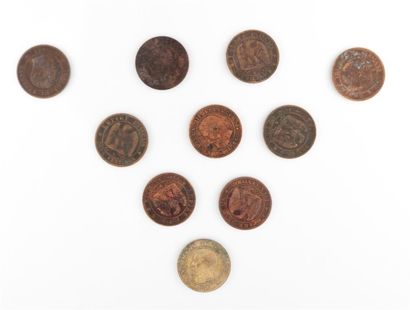 null NAPOLEON III (1852-1870)
Dix pièces de deux centimes Napoléon III empereur tête...