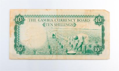 null GAMBIE
Un billet The Gambia Currency Board Ten shillings Série B - N°929755
(salissures,...