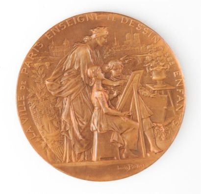null Médaille en bronze, La ville de Paris enseigne le dessin à ses enfants. 
Au...